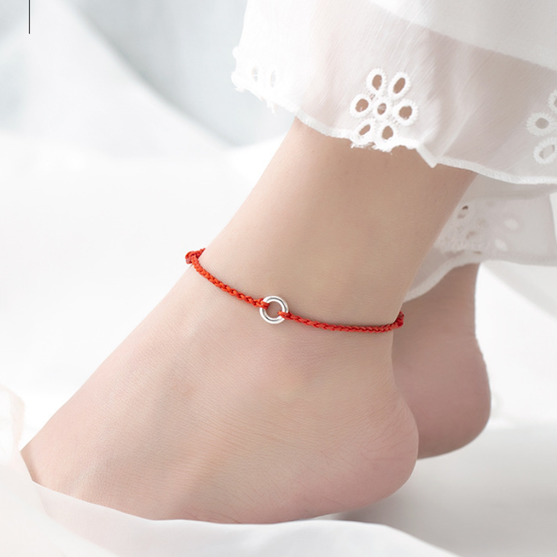 Lucky Clasp  S925 Sterling Silver Braided Rope Anklet