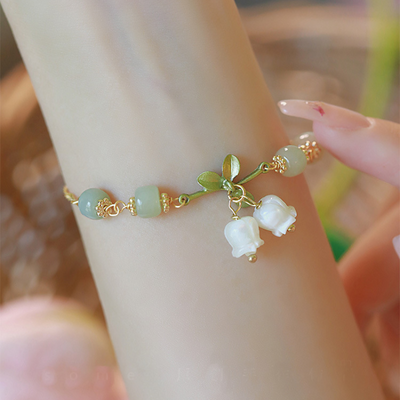 Lily of the Valley • Emerald Jade stone Bracelet
