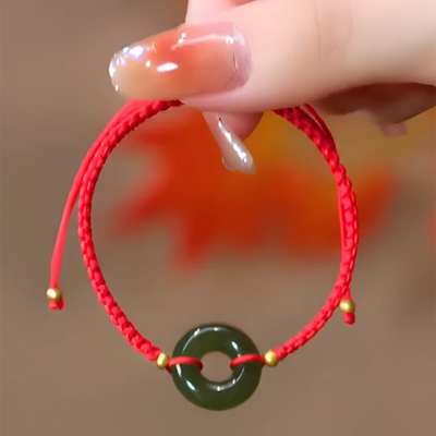 Safety Clasp Braided Cord Emerald Jade Stone Bracelet