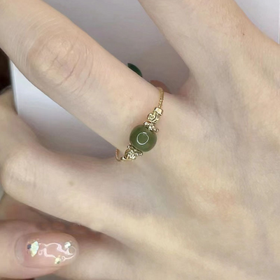 Good Luck • Emerald Jade bead ring