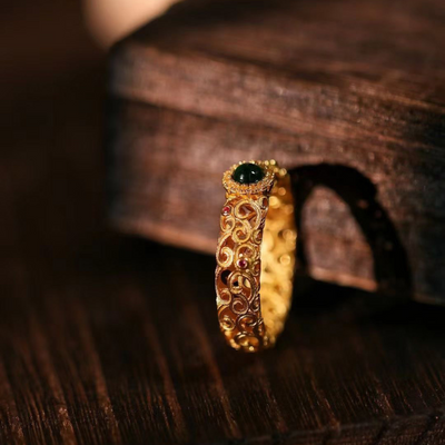Faith • Natural Emerald Jade stone Openwork ring