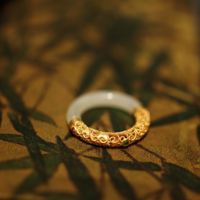 Faith • Natural Emerald Jade stone Openwork ring