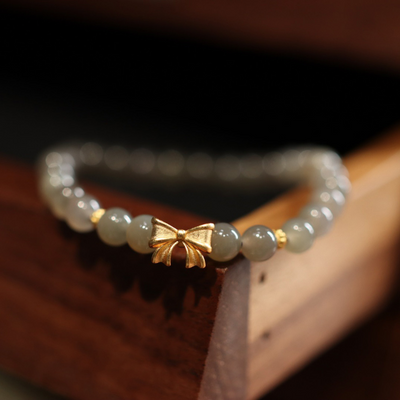 Bow • Smoked Purple Jade Single Wrap Bracelet
