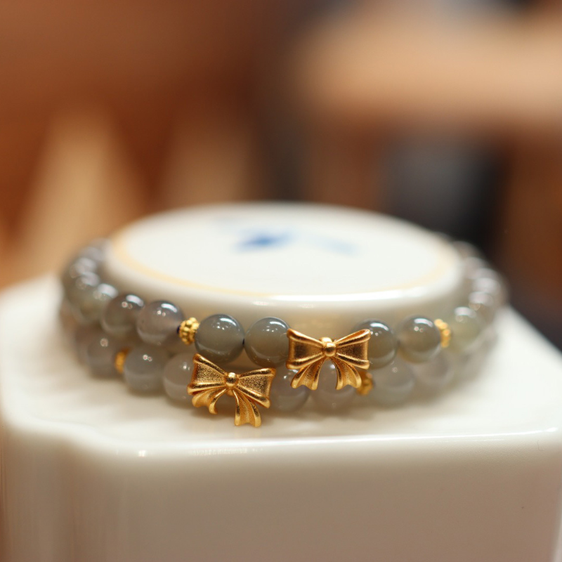 Bow • Smoked Purple Jade Single Wrap Bracelet