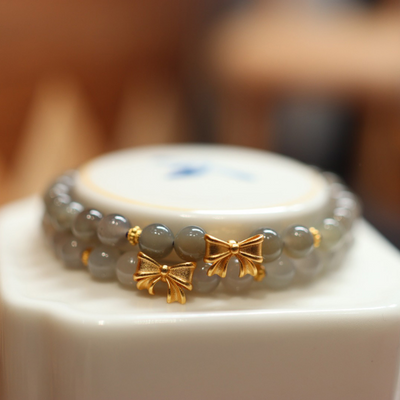 Bow • Smoked Purple Jade Single Wrap Bracelet