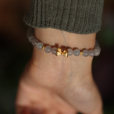Bow • Smoked Purple Jade Single Wrap Bracelet