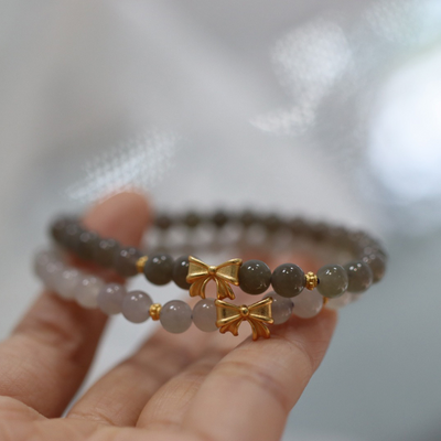 Bow • Smoked Purple Jade Single Wrap Bracelet