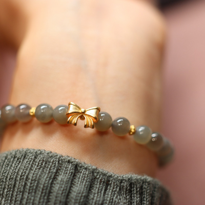 Bow • Smoked Purple Jade Single Wrap Bracelet