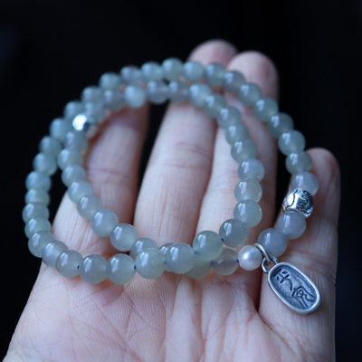 Psyche • Natural Ice Seed Emerald Jade stone necklace