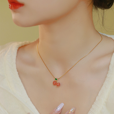 Cherry • Natural Red Agate Necklace