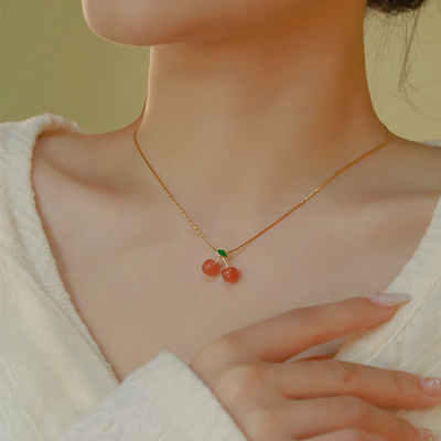 Cherry • Natural Red Agate Necklace