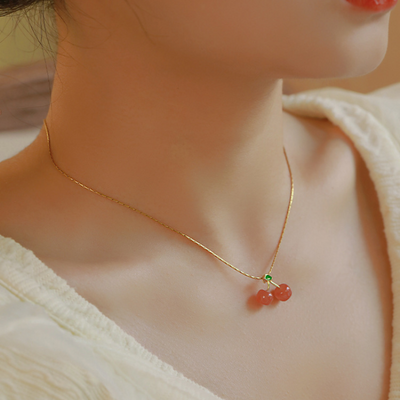 Cherry • Natural Red Agate Necklace