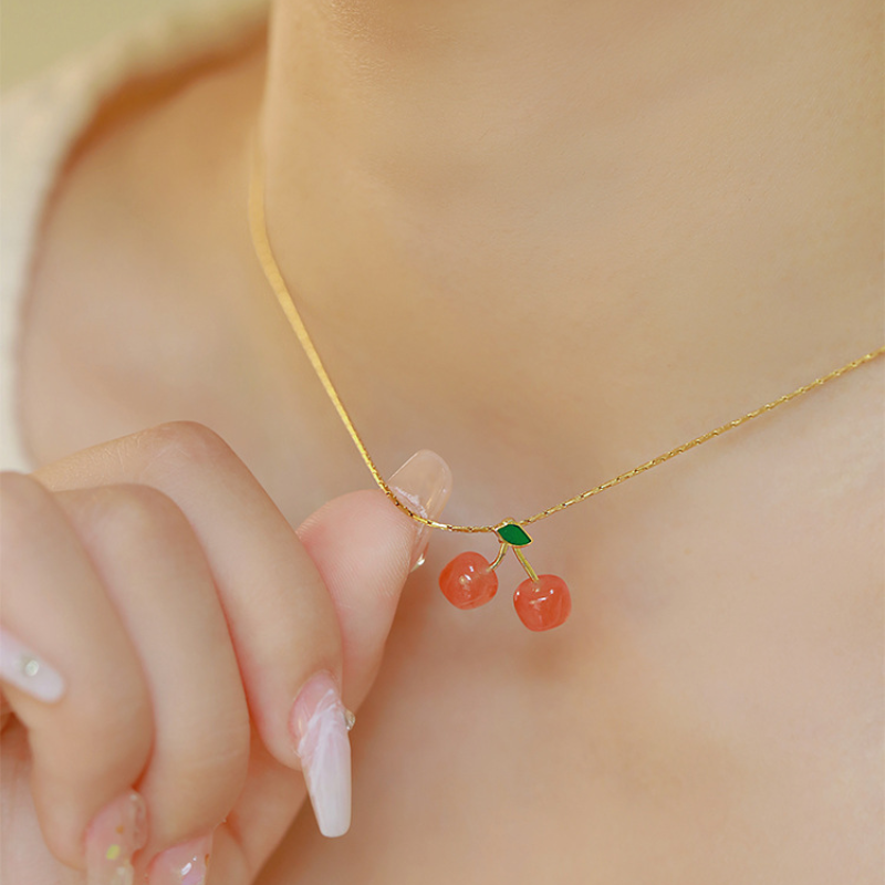 Cherry • Natural Red Agate Necklace