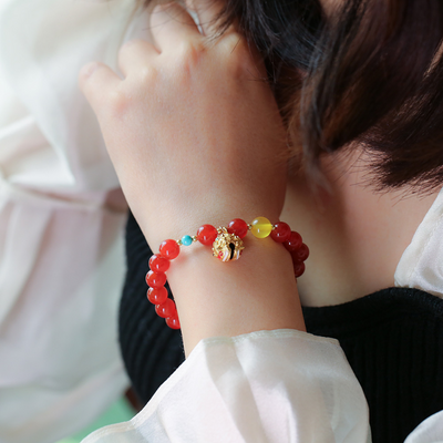 Natural Red Agate Bell Bracelet