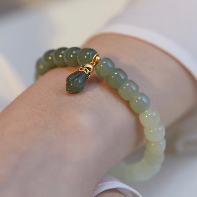 Lily of the Valley • Natural Gradient Emerald Jade stone Bracelet