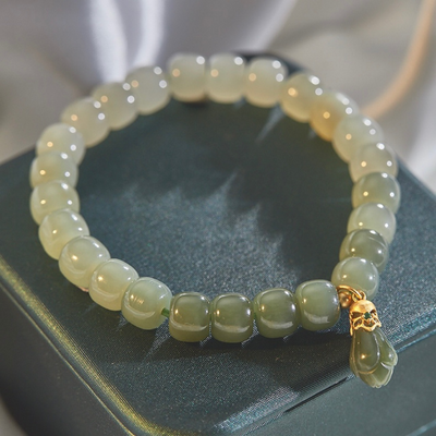 Lily of the Valley • Natural Gradient Emerald Jade stone Bracelet