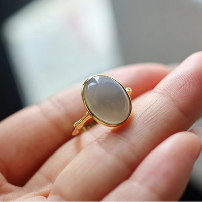Natural Smoked Purple Jade Ring