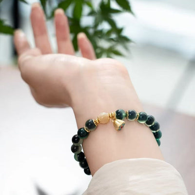 Lotus of Good Fortune • agate bracelet