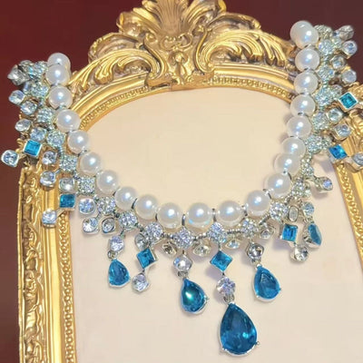 Ocean Clarity • Aquamarine Pearl Necklace