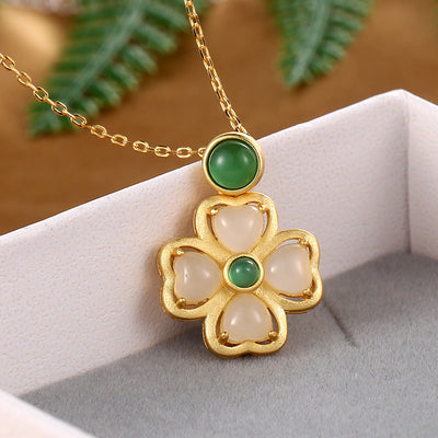 Sun flower Emerald Jade stone Necklace