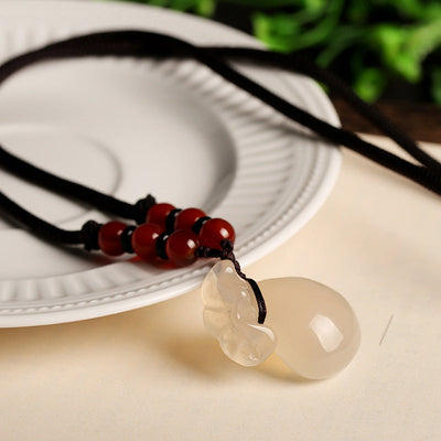 Natural Emerald Jade stone • Red Agate Necklace