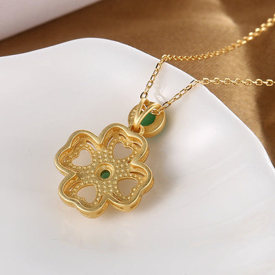 Sun flower Emerald Jade stone Necklace