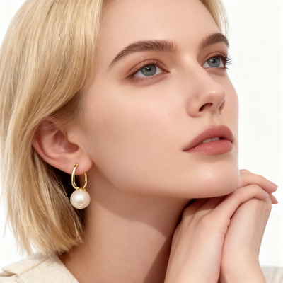 18K Gold Pearl Earrings