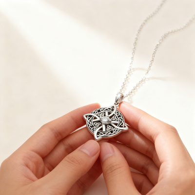 Celtic Knot Diamond Pendant Necklace