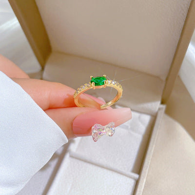 Diamond-studded Oval Natural Crystal Ring