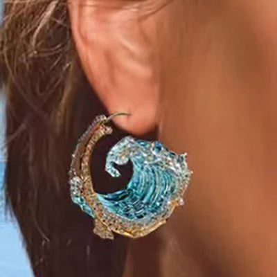 Ocean Theme Wave Earrings Ring Necklace