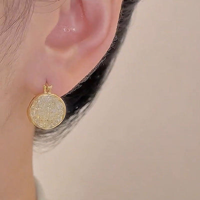Black and white double-sided natural crystal ear buckles