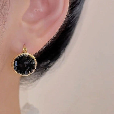 Black and white double-sided natural crystal ear buckles