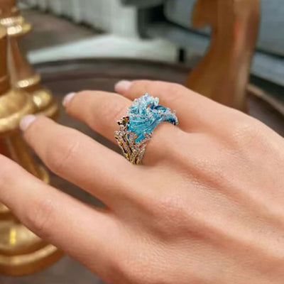 Ocean Theme Wave Earrings Ring Necklace