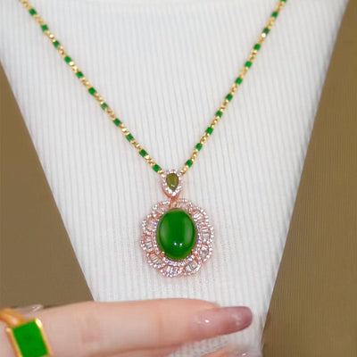 Jasper Oval Pendant Natural Agate Necklace