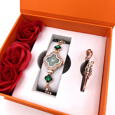 Four leaf clover natural crystal watch