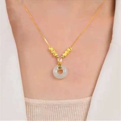 Peaceful and smooth Natural Emerald Jade Stone necklace