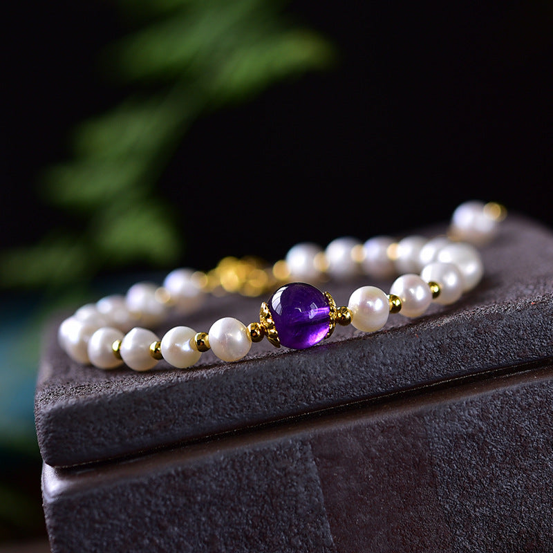 Transfer beads?Amethyst Pearl Bracelet