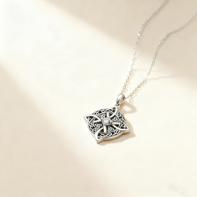 Celtic Knot Diamond Pendant Necklace