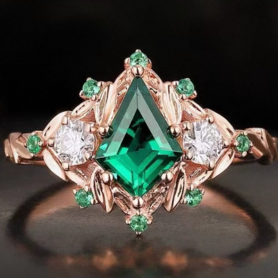 Rhombus natural crystal ring