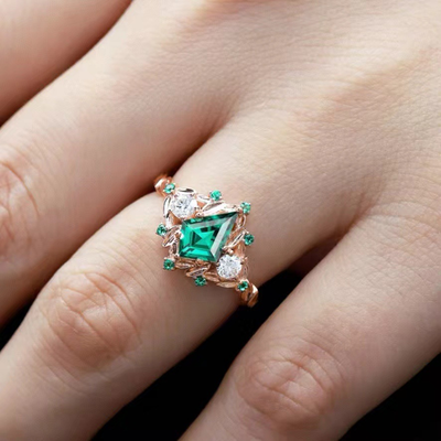 Rhombus natural crystal ring