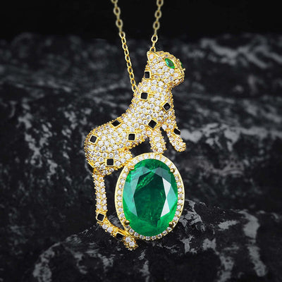Golden leopard natural crystal necklace