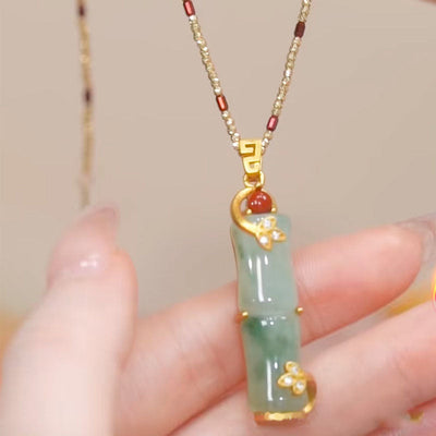 Rising Higher Natural Emerald Jade Stone Necklace