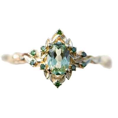 Leaf natural crystal ring