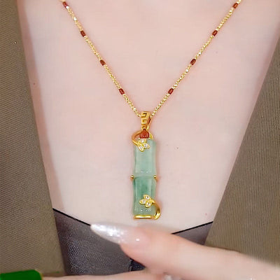 Rising Higher Natural Emerald Jade Stone Necklace