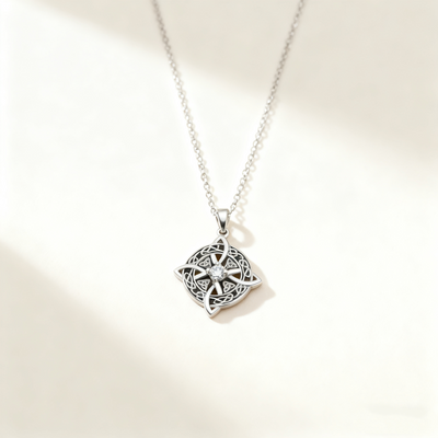 Celtic Knot Diamond Pendant Necklace
