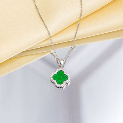 Natural diamond lucky green necklace