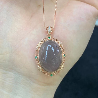 Smoke Purple Natural Emerald Jade Stone Necklace