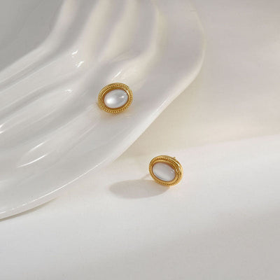 Ring natural mother-of-pearl earrings