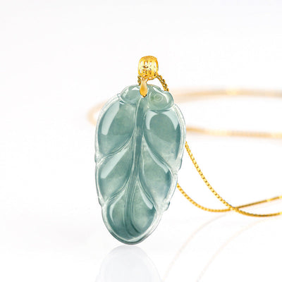 Natural Emerald Jade Stone necklace with endless leaves