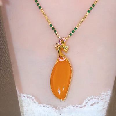 Peacock Head Natural Agate Necklace